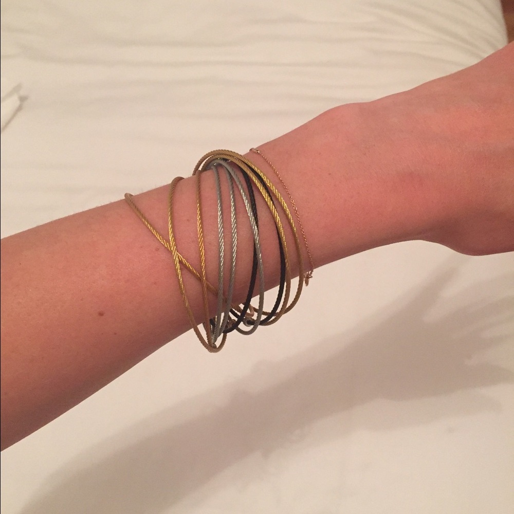 Charriol Multi-Color Cable Bangle Bracelet Stack in Gold and Silver